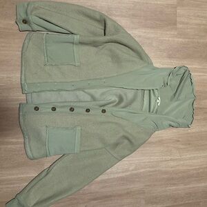 Green Button-Up Hooded Jacket